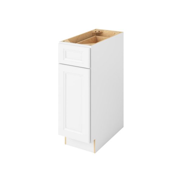 Monaco - 12" Base Cabinet, 1 Door-1 Drawer, 1 Shelf in White MWH-B12