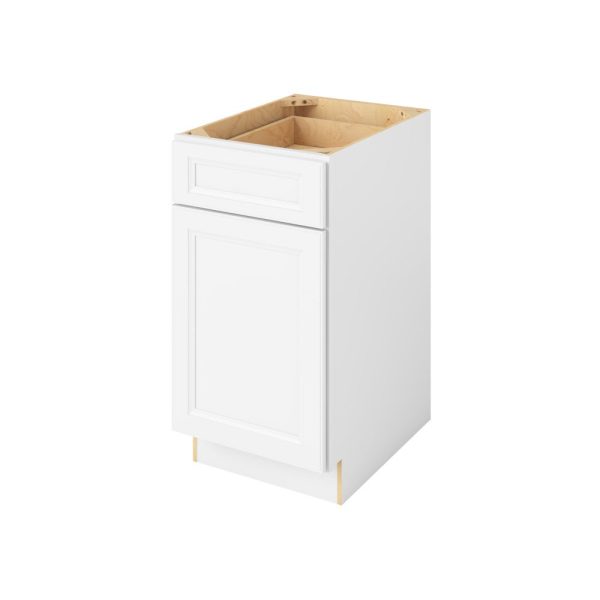 Monaco - 18" Base Cabinet, 1 Door-1 Drawer, 1 Shelf in White MWH-B18