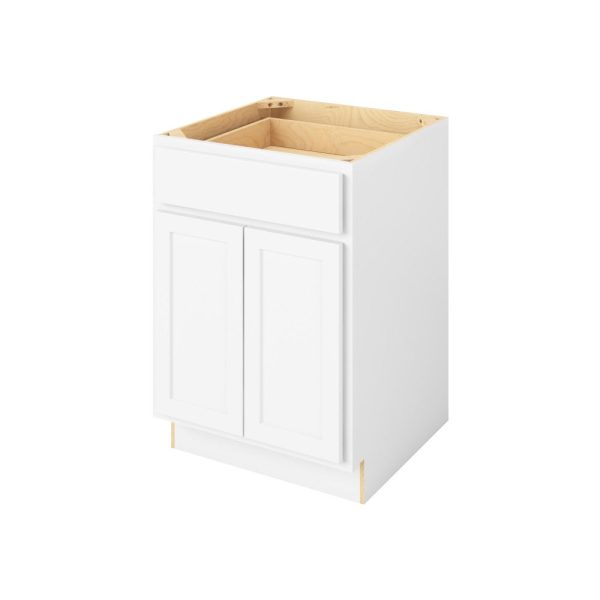 Hudson - 24" Base Cabinet, 2 Doors-1 Drawer, 1 Shelf in White HWH-B24