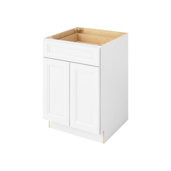 Monaco - 24" Base Cabinet, 2 Doors-1 Drawer, 1 Shelf in White MWH-B24