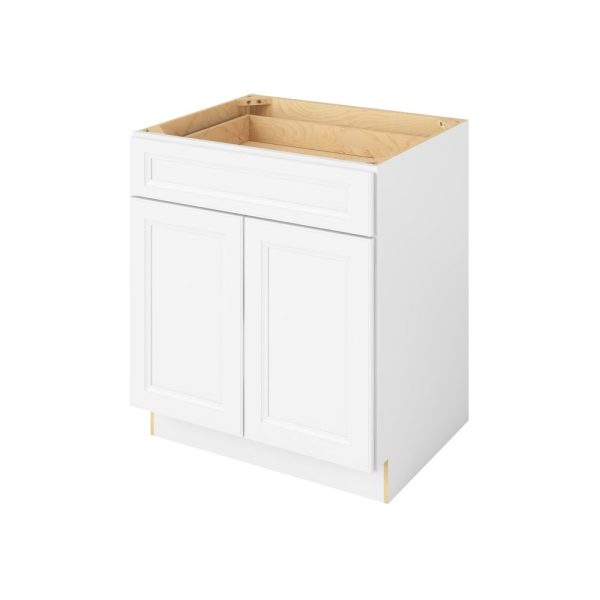 Monaco - 30" Base Cabinet, 2 Doors-1 Drawer, 1 Shelf in White MWH-B30