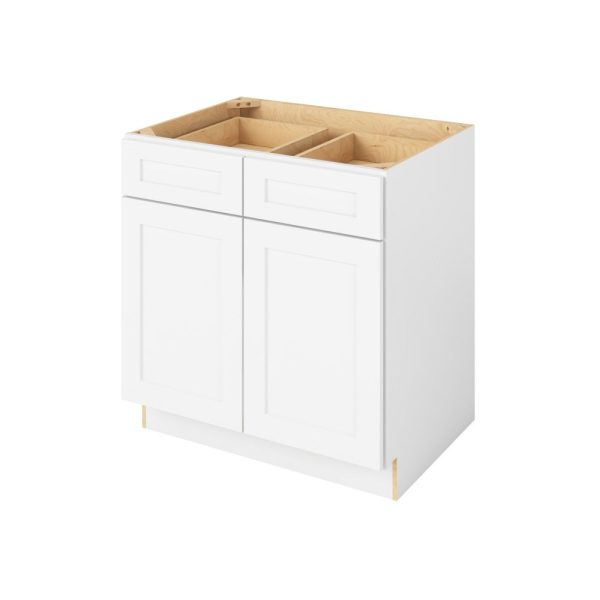 Cooper - 33" Base Cabinet, 2 Doors-2 Drawers, 1 Shelf in White CWH-B33