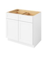 Monaco - 36" Base Cabinet, 2 Doors-2 Drawers, 1 Shelf in White MWH-B36