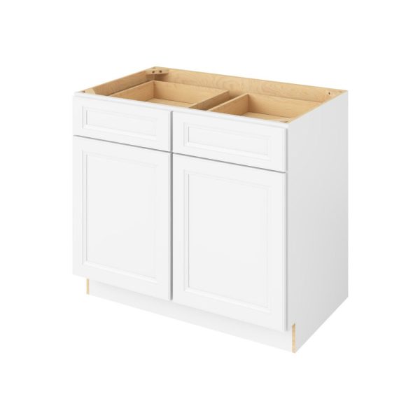 Monaco - 39" Base Cabinet, 2 Doors-2 Drawers, 1 Shelf in White MWH-B39