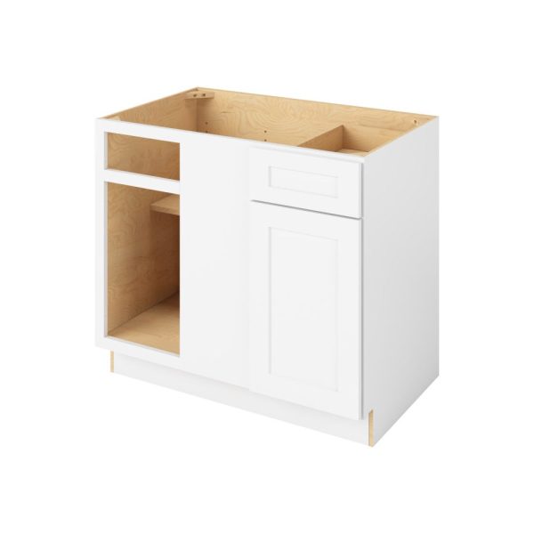 Cooper - 42"- 45" Universal Blind Base Cabinet, 1 Door-1 Drawer, 1 Shelf in White 45U-CWH-BBC42