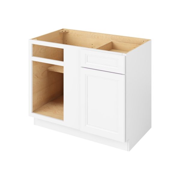 Monaco - 45"- 48" Universal Blind Base Cabinet, 1 Door-1 Drawer, 1 Shelf in White 48U-MWH-BBC45