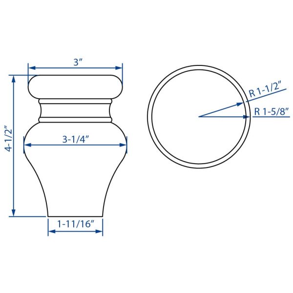 Cooper, Hudson, Monaco - 3-1/4" W x 4-1/2" H x 3-1/4" D Bun Foot - in Espresso ESP-BUNFOOT