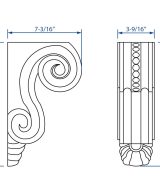 Cooper, Hudson, Monaco - 3-9/16" W x 12" H x 7-3/16" D Corbel - Large Classic Scroll - in Espresso LS-ESP-CORBEL