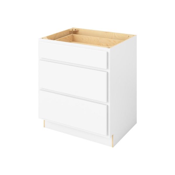 Hudson - 30" Three Drawer Base in White 3-HWH-DB30