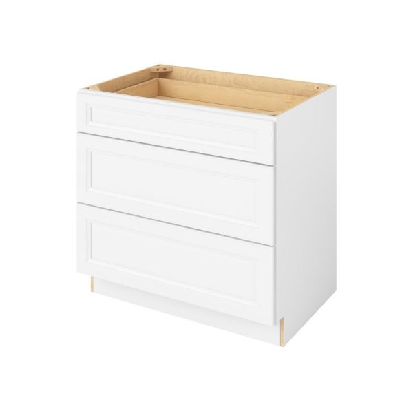 Monaco - 36" Three Drawer Base in White 3-MWH-DB36