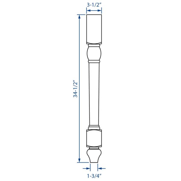 Cooper, Hudson, Monaco - 3-1/2" W x 34-1/2" H x 3-1/2" D Decorative Leg - in Espresso ESP-DECOLEG