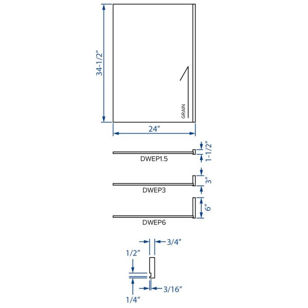 Cooper, Hudson, Monaco - 3" W x 34-1/2" H x 24" D Dishwasher End Panel - in Grey PGRY-DWEP3