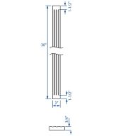 Cooper, Hudson, Monaco - 3" W x 30" H x 3/4" T Fluted Filler - in Grey PGRY-FF330