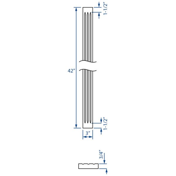 Cooper, Hudson, Monaco - 3" W x 42" H x 3/4" T Fluted Filler - in White PWH-FF342