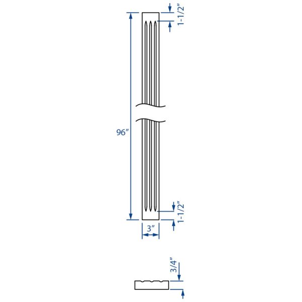 Cooper, Hudson, Monaco - 3" W x 96" H x 3/4" T Fluted Filler - in White PWH-FF396