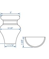 Cooper, Hudson, Monaco - 3-1/4" W x 4-1/2" H x 1-5/8" D Half Bun - split vertically - in Espresso ESP-HBUNFOOT