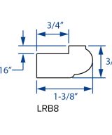 Cooper, Hudson, Monaco - 3/4" W x 96" L x 1-3/8" T Light Rail Bull Nose - in Espresso ESP-LRB8