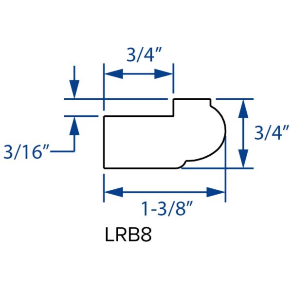 Cooper, Hudson, Monaco - 3/4" W x 96" L x 1-3/8" T Light Rail Bull Nose - in Espresso ESP-LRB8