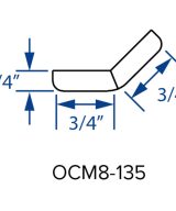 Cooper, Hudson, Monaco - 3/4" W x 96" L x 3/4" T Outside Corner Moulding - degree angle - in Grey 135-PGRY-OCM8