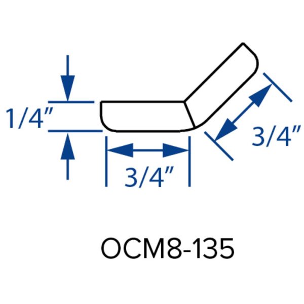 Cooper, Hudson, Monaco - 3/4" W x 96" L x 3/4" T Outside Corner Moulding - degree angle - in Grey 135-PGRY-OCM8