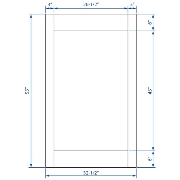 Cooper, Hudson, Monaco - 32-1/2" W x 55" H x 3/4" D Double Oven Panel Overlay - in Espresso ESP-OVD33P