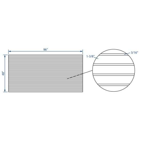 Cooper, Hudson, Monaco - 48" W x 96" L x 1/4" T Beaded Back Panel - Horizontal Grain - in White PWH-PBBH4896