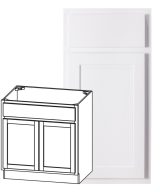 Hudson - 36" Sink Base, 2 Doors-1 False Front in White HWH-SB36