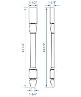 Cooper, Hudson, Monaco - 3-1/2" W x 34-1/2" H x 1-3/4" D Split Decorative Leg - in Espresso ESP-SDECOLEG