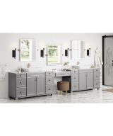 Monaco - 12" Vanity Base, 1 Door-1 Drawer, 1 Shelf in Grey MGR-VB12