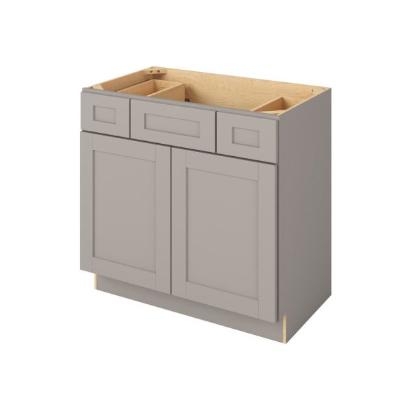 Cooper - 36" Vanity Base Top Drawers, 2 Doors-2 Drawers-1 False Front in Grey CGR-VBTD36