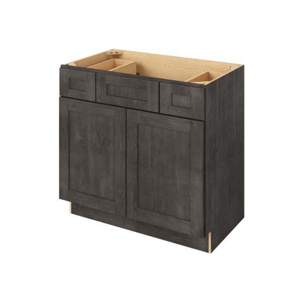 Cooper - 36" Vanity Base Top Drawers, 2 Doors-2 Drawers-1 False Front in Slate CSL-VBTD36