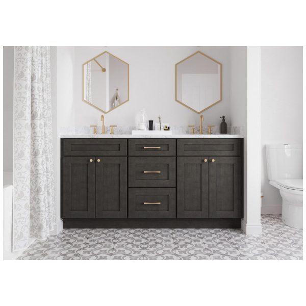 Cooper - 36" Vanity Base Top Drawers, 2 Doors-2 Drawers-1 False Front in Slate CSL-VBTD36