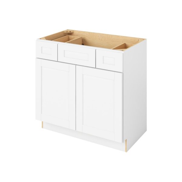 Cooper - 36" Vanity Base Top Drawers, 2 Doors-2 Drawers-1 False Front in White CWH-VBTD36