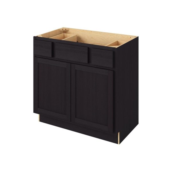 Hudson - 36" Vanity Base Top Drawers, 2 Doors-2 Drawers-1 False Front in Espresso HES-VBTD36