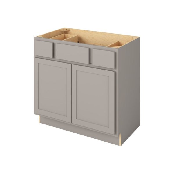 Hudson - 36" Vanity Base Top Drawers, 2 Doors-2 Drawers-1 False Front in Grey HGR-VBTD36