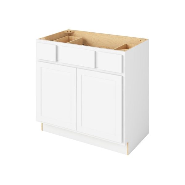 Hudson - 36" Vanity Base Top Drawers, 2 Doors-2 Drawers-1 False Front in White HWH-VBTD36