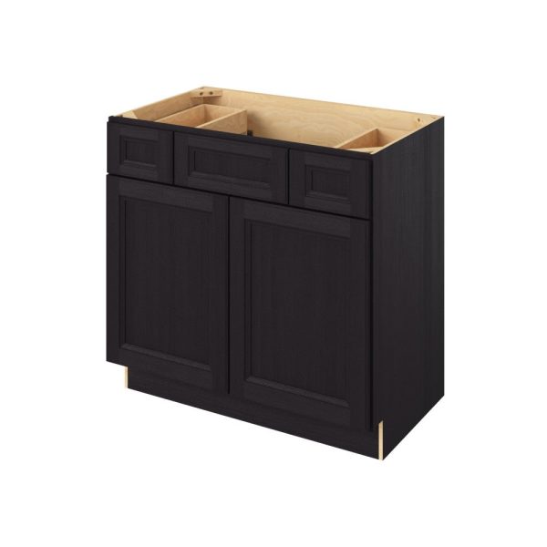 Monaco - 36" Vanity Base Top Drawers, 2 Doors-2 Drawers-1 False Front in Espresso MES-VBTD36