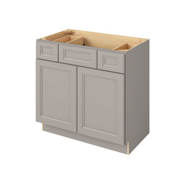 Monaco - 36" Vanity Base Top Drawers, 2 Doors-2 Drawers-1 False Front in Grey MGR-VBTD36