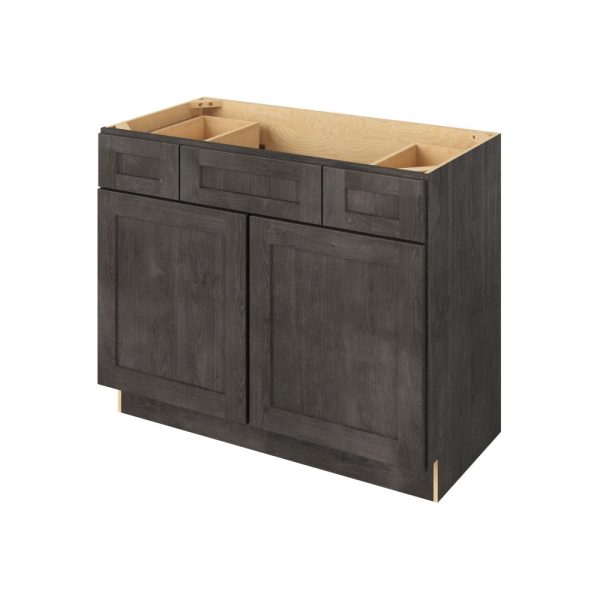 Cooper - 42" Vanity Base Top Drawers, 2 Doors-2 Drawers-1 False Front in Slate CSL-VBTD42