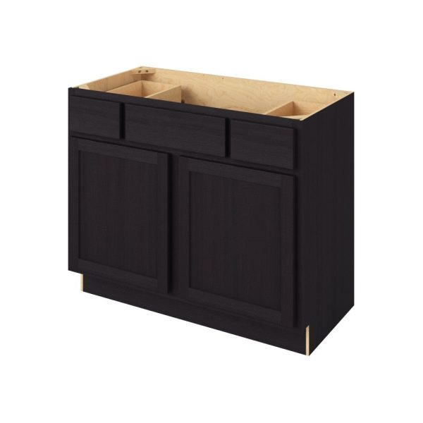 Hudson - 42" Vanity Base Top Drawers, 2 Doors-2 Drawers-1 False Front in Espresso HES-VBTD42