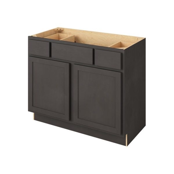 Hudson - 42" Vanity Base Top Drawers, 2 Doors-2 Drawers-1 False Front in Slate HSL-VBTD42