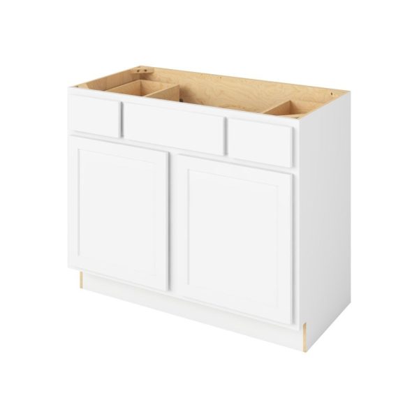 Hudson - 42" Vanity Base Top Drawers, 2 Doors-2 Drawers-1 False Front in White HWH-VBTD42