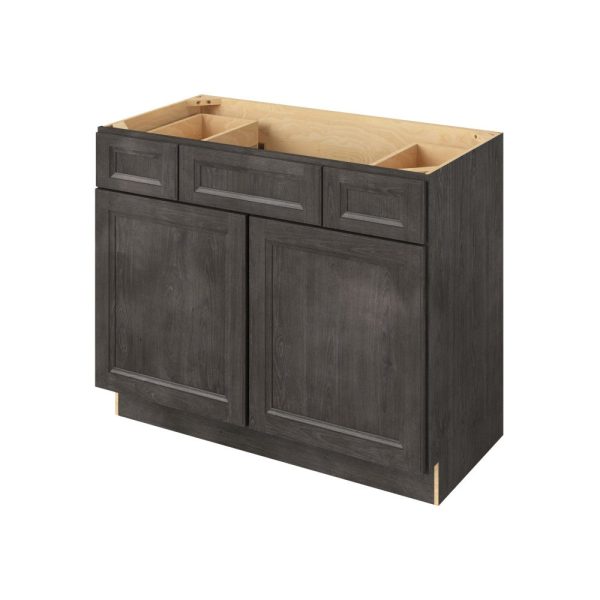 Monaco - 42" Vanity Base Top Drawers, 2 Doors-2 Drawers-1 False Front in Slate MSL-VBTD42