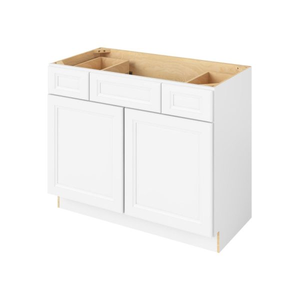 Monaco - 42" Vanity Base Top Drawers, 2 Doors-2 Drawers-1 False Front in White MWH-VBTD42