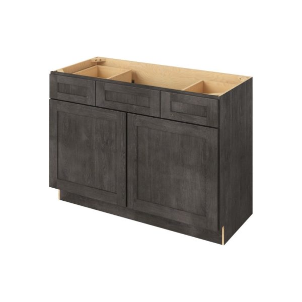 Cooper - 48" Vanity Base Top Drawers, 2 Doors-2 Drawers-1 False Front in Slate CSL-VBTD48