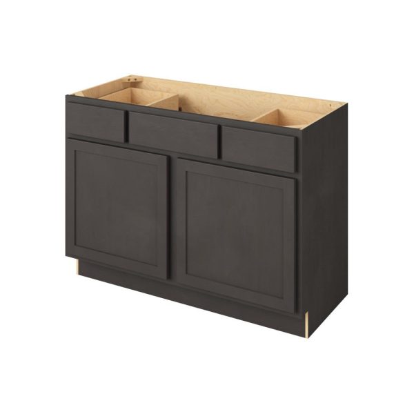 Hudson - 48" Vanity Base Top Drawers, 2 Doors-2 Drawers-1 False Front in Slate HSL-VBTD48