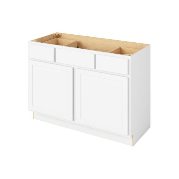 Hudson - 48" Vanity Base Top Drawers, 2 Doors-2 Drawers-1 False Front in White HWH-VBTD48