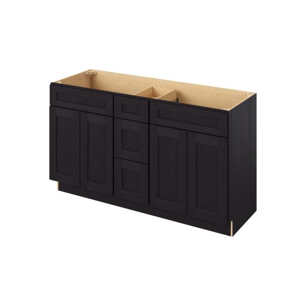 Cooper - 60" Vanity Combo Sink Three Drawers, 4 Doors-3 Drawers-2 False Fronts in Espresso 3-CES-VCDB60