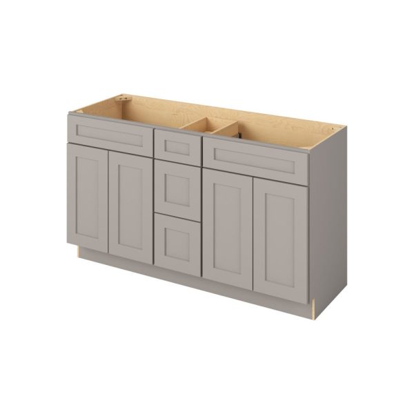 Cooper - 60" Vanity Combo Sink Three Drawers, 4 Doors-3 Drawers-2 False Fronts in Grey 3-CGR-VCDB60