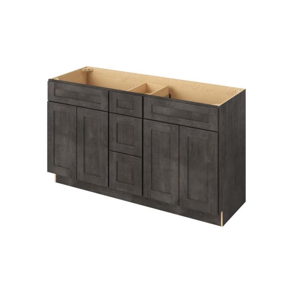 Cooper - 60" Vanity Combo Sink Three Drawers, 4 Doors-3 Drawers-2 False Fronts in Slate 3-CSL-VCDB60